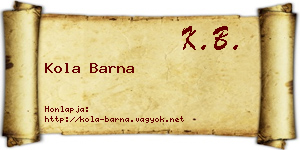 Kola Barna névjegykártya